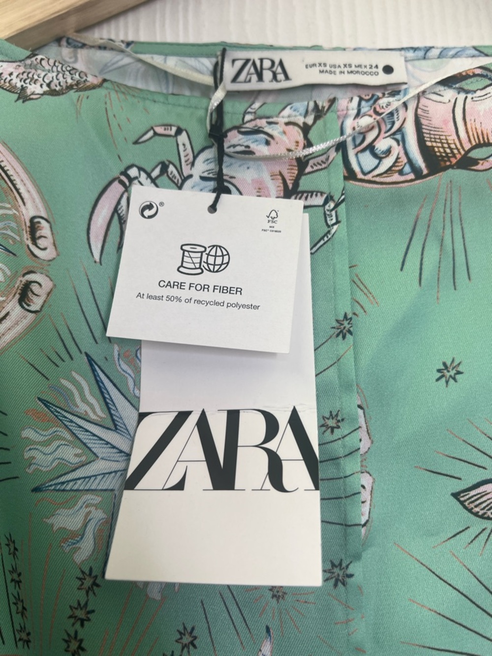 Zara - NWT Limited Edition Zodiac Mint Green Long Sleeve Midi Dress Size XS - Picture 10 of 12